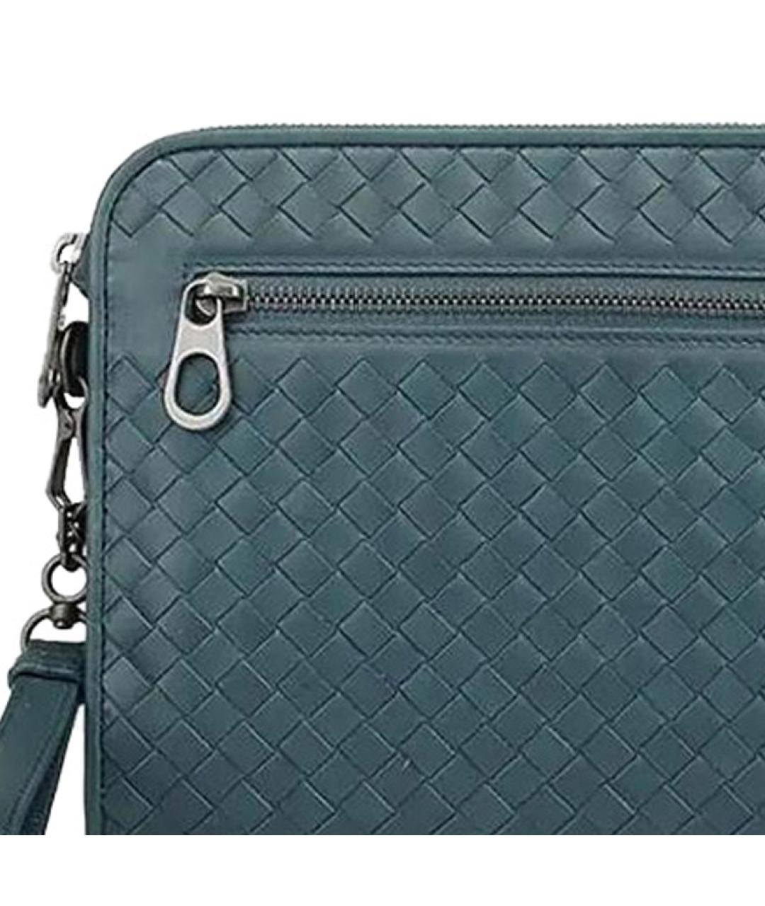 BOTTEGA VENETA Бирюзовая кожаная папка для документов, фото 4