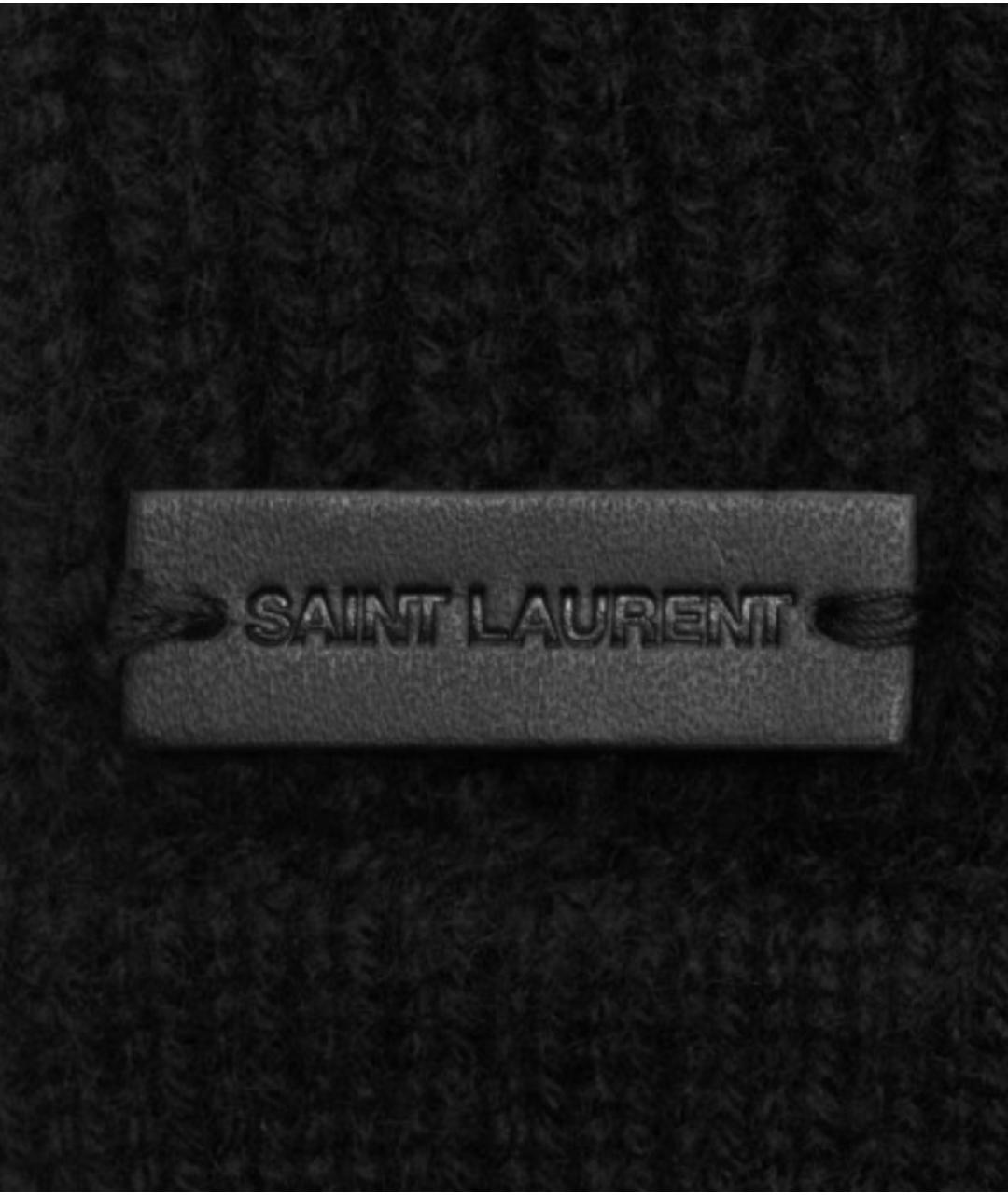 SAINT LAURENT Черная кашемировая шапка, фото 3