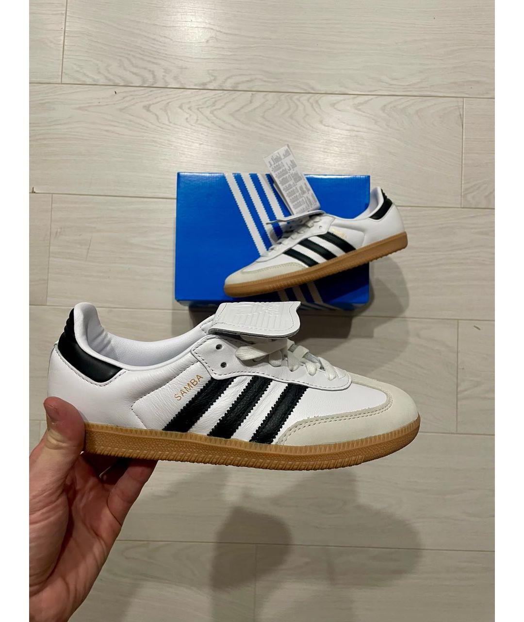 ADIDAS Белые кожаные кроссовки, фото 4
