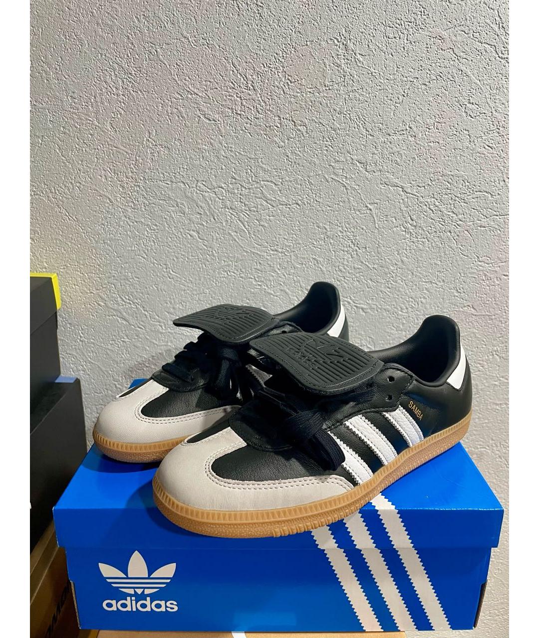 ADIDAS Черные кожаные кроссовки, фото 3