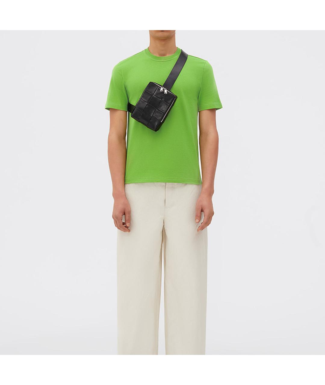 BOTTEGA VENETA Черная кожаная сумка на плечо, фото 5