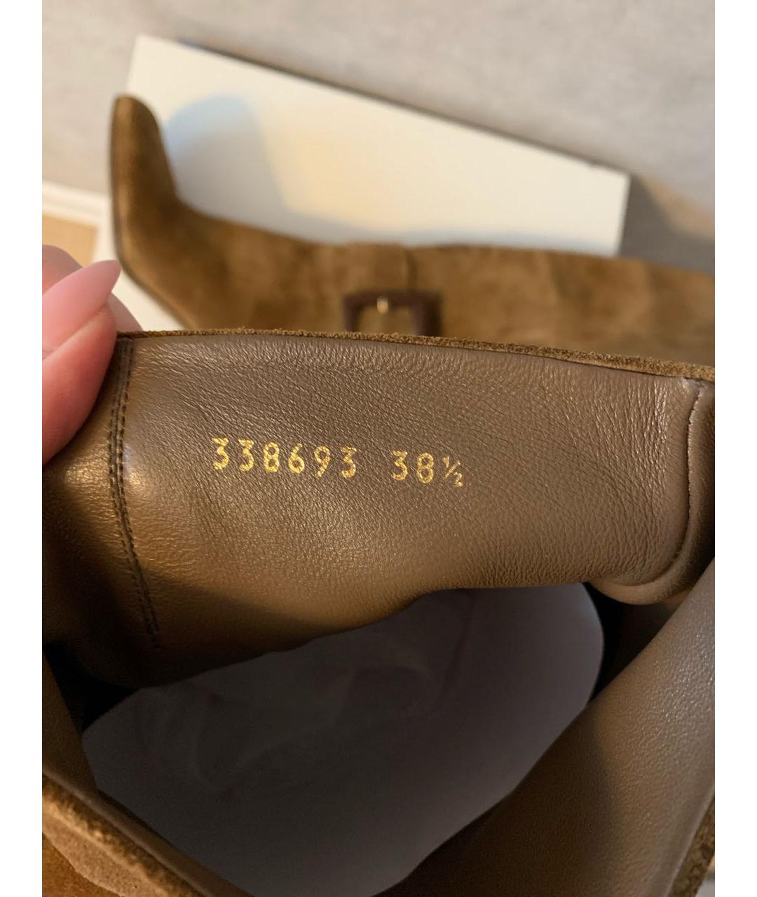GUCCI Коричневые замшевые сапоги, фото 7