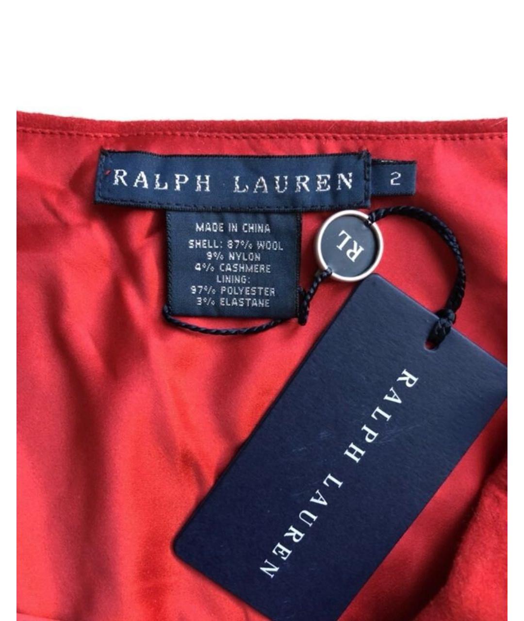 RALPH LAUREN Красная шерстяная юбка мини, фото 3