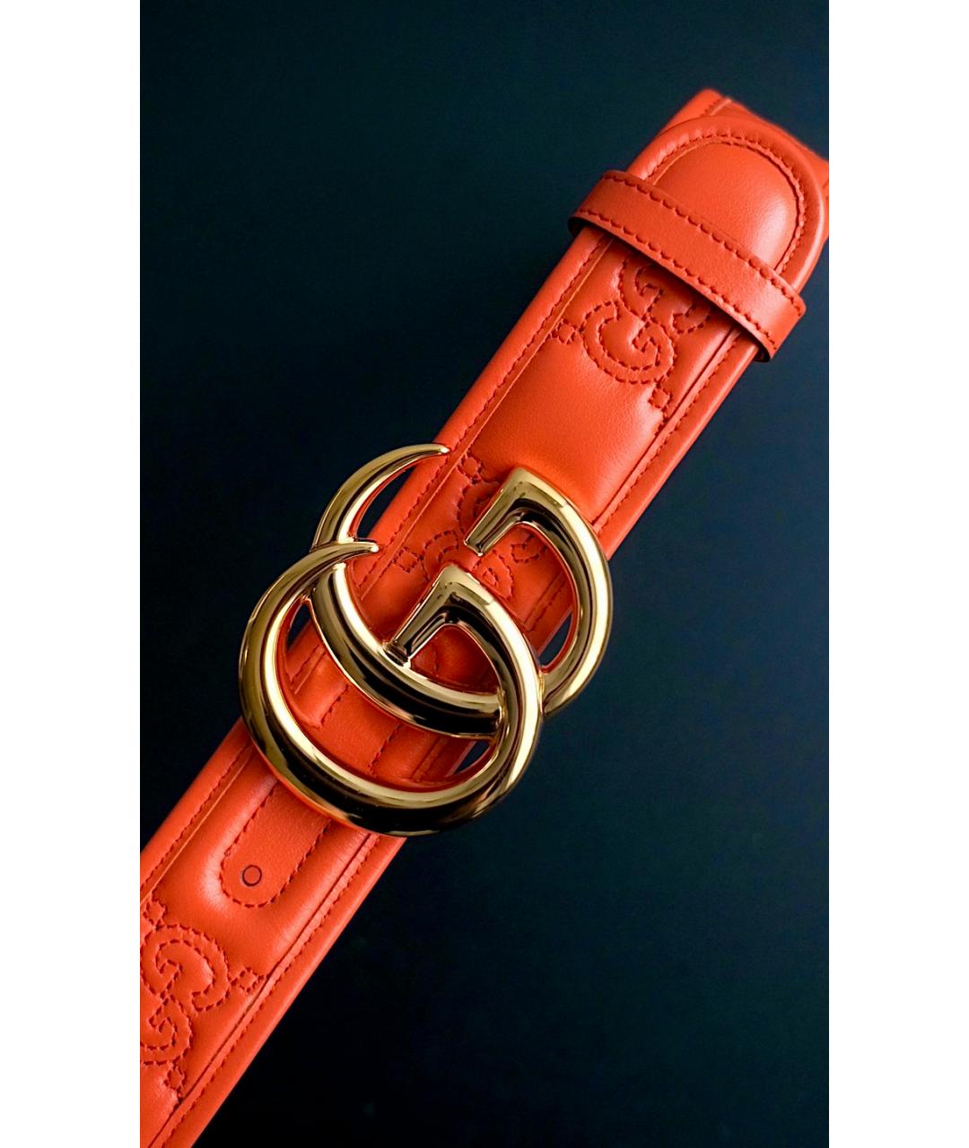 GUCCI Оранжевый кожаный ремень, фото 3