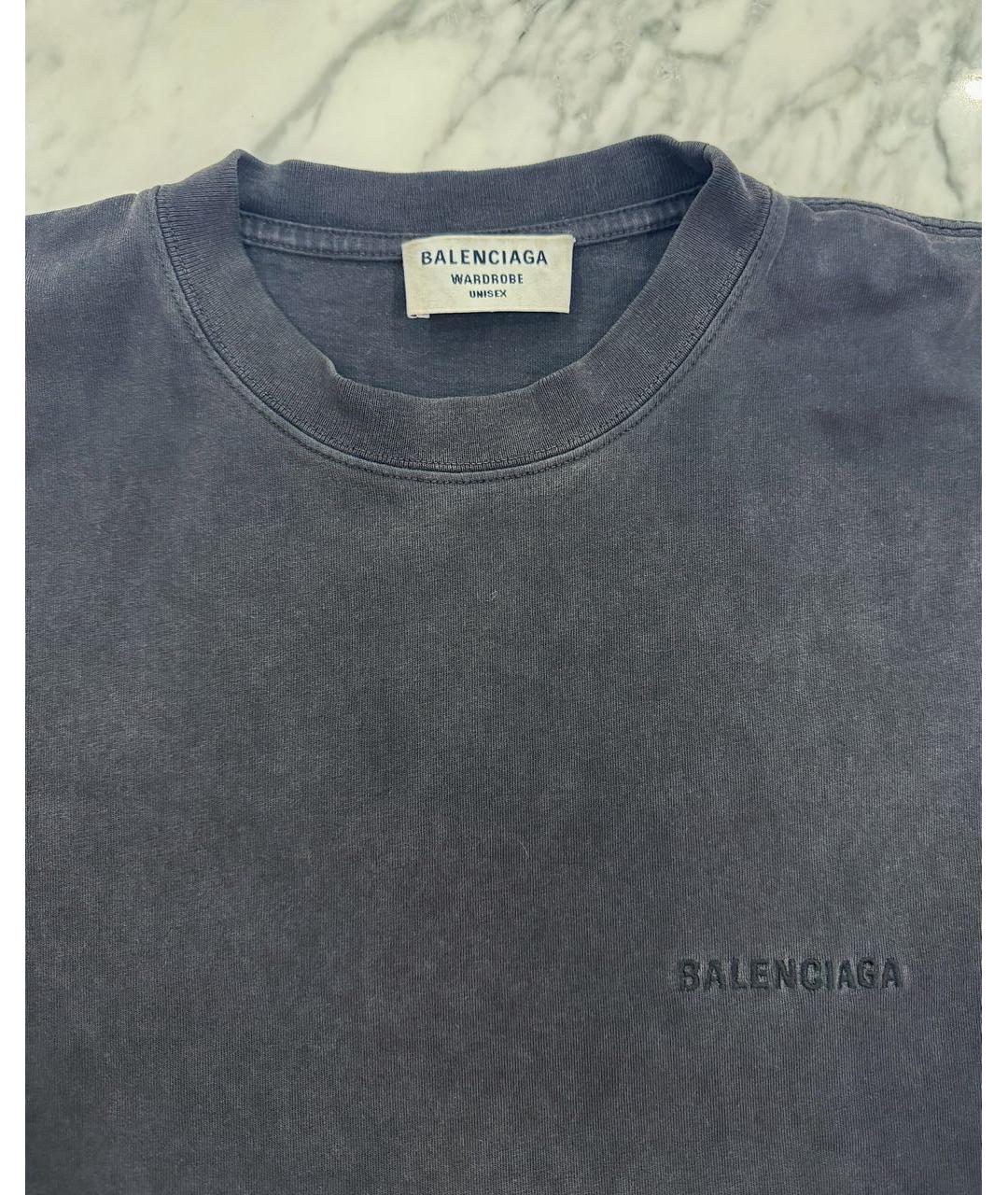 BALENCIAGA Серая хлопковая футболка, фото 3