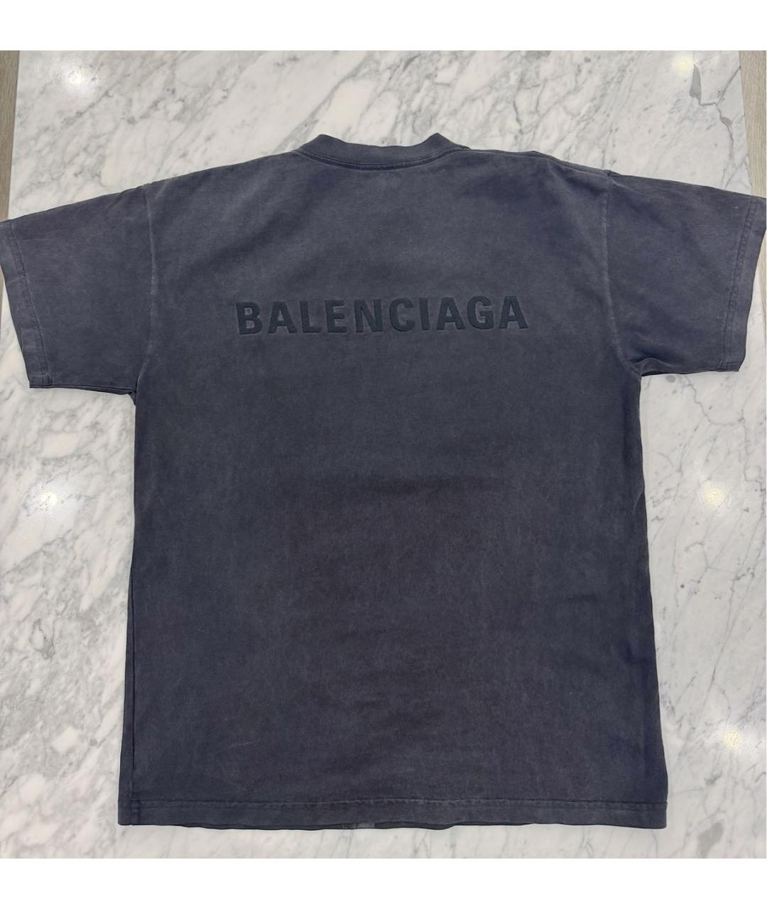 BALENCIAGA Серая хлопковая футболка, фото 2