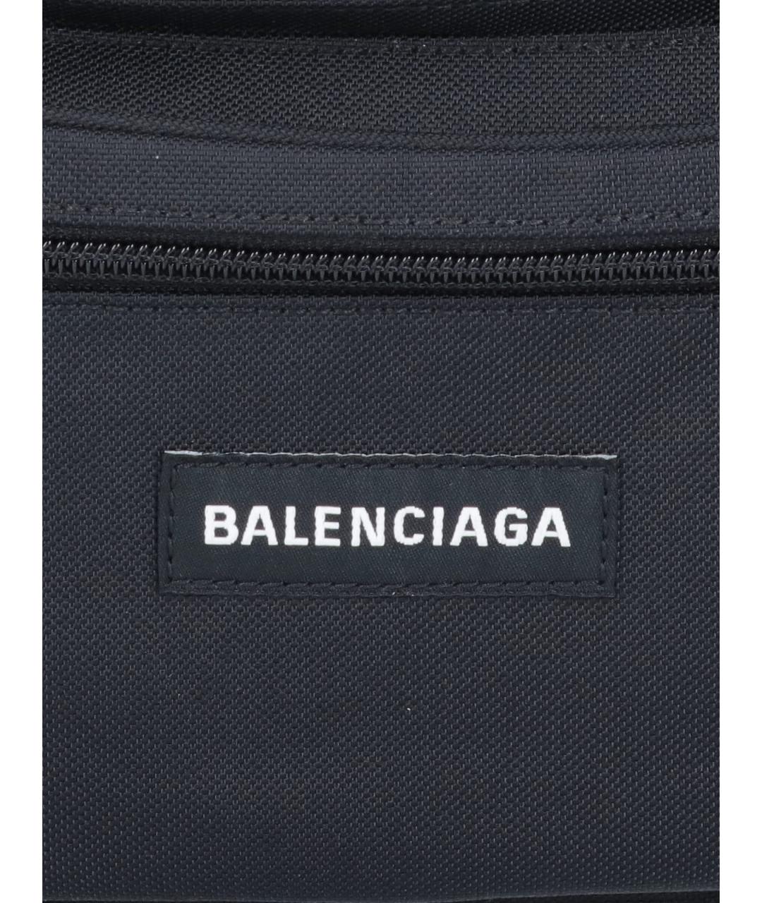 BALENCIAGA Черная синтетическая поясная сумка, фото 4