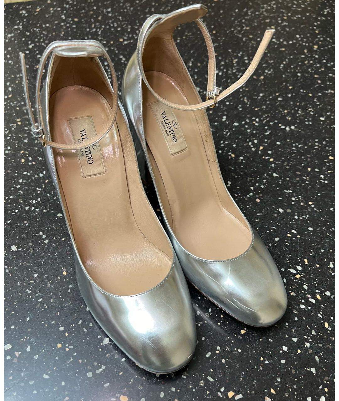 VALENTINO Серебряные кожаные туфли, фото 5