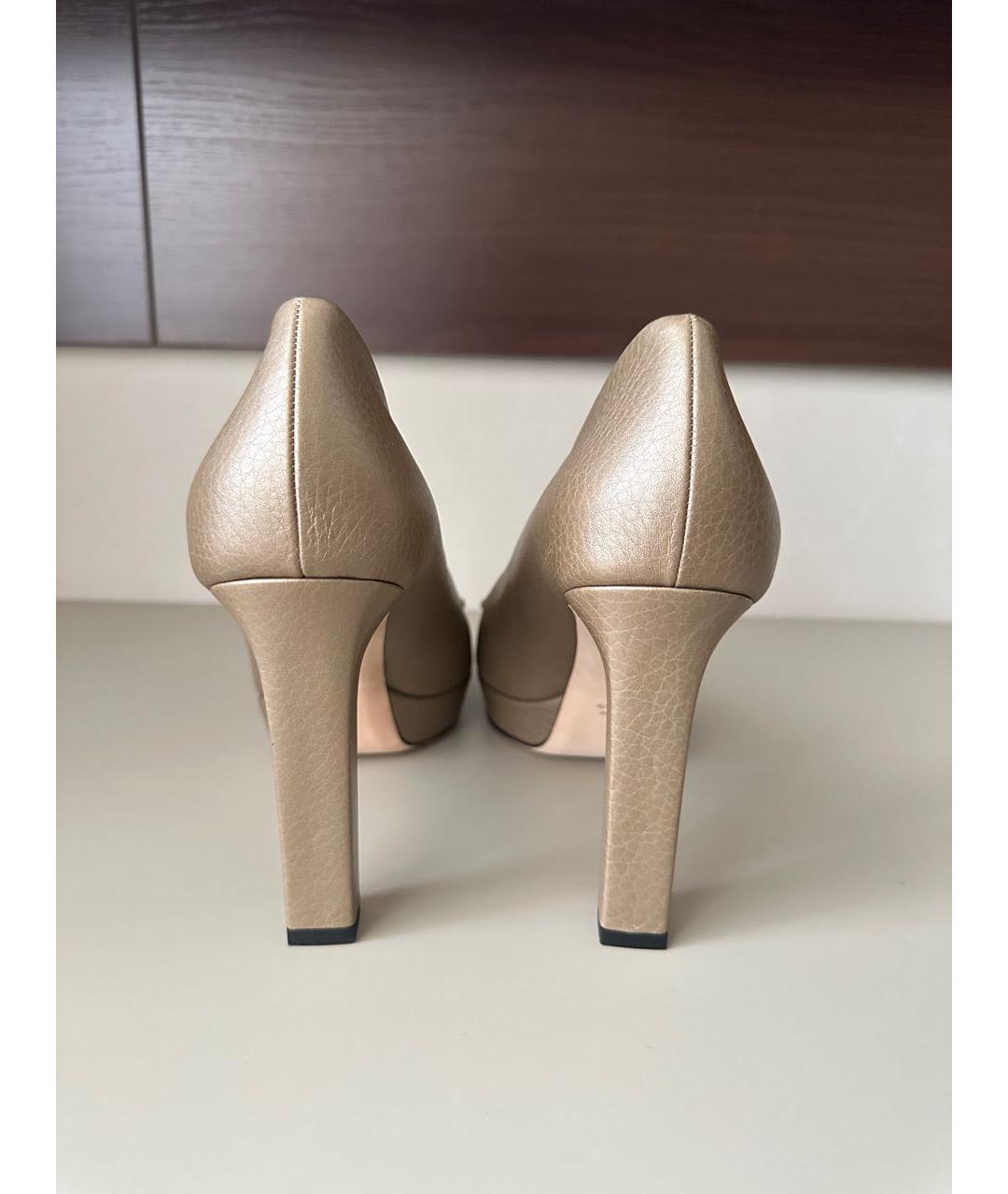 GUCCI Золотые кожаные туфли, фото 4
