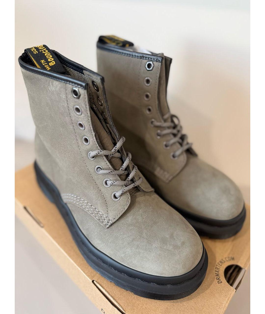 DR. MARTENS Серые кожаные ботинки, фото 3