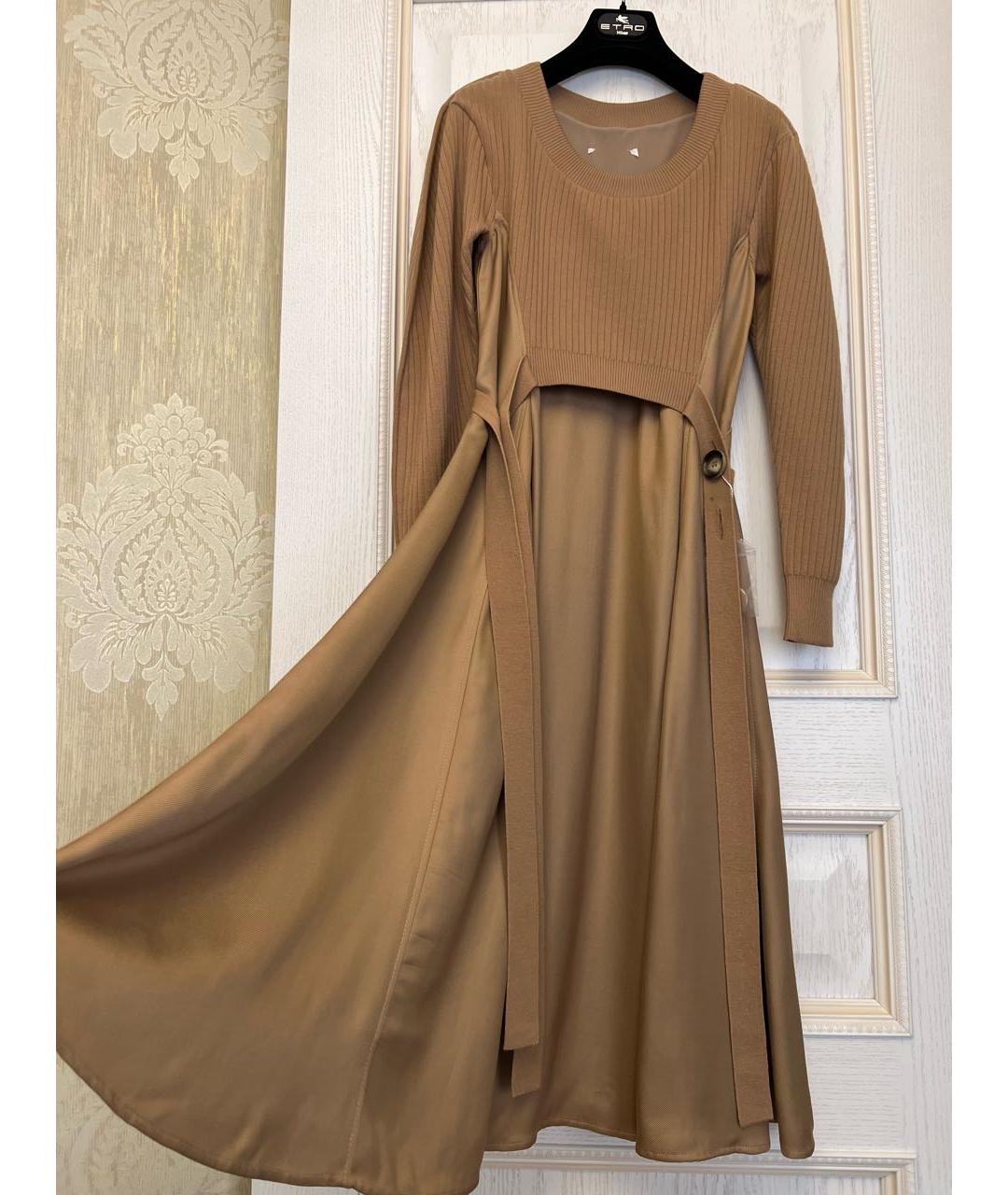 MAX MARA Бежевое шерстяное коктейльное платье, фото 4