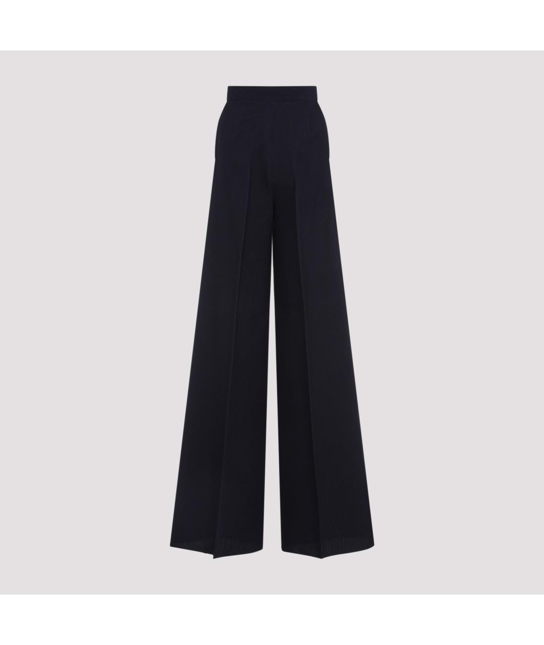 MAX MARA Синие шерстяные прямые брюки, фото 2