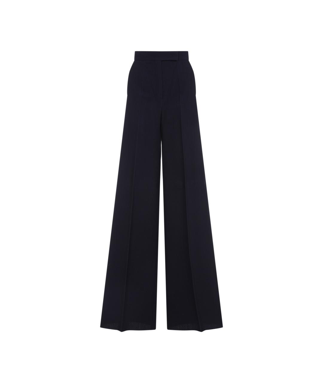 MAX MARA Синие шерстяные прямые брюки, фото 1