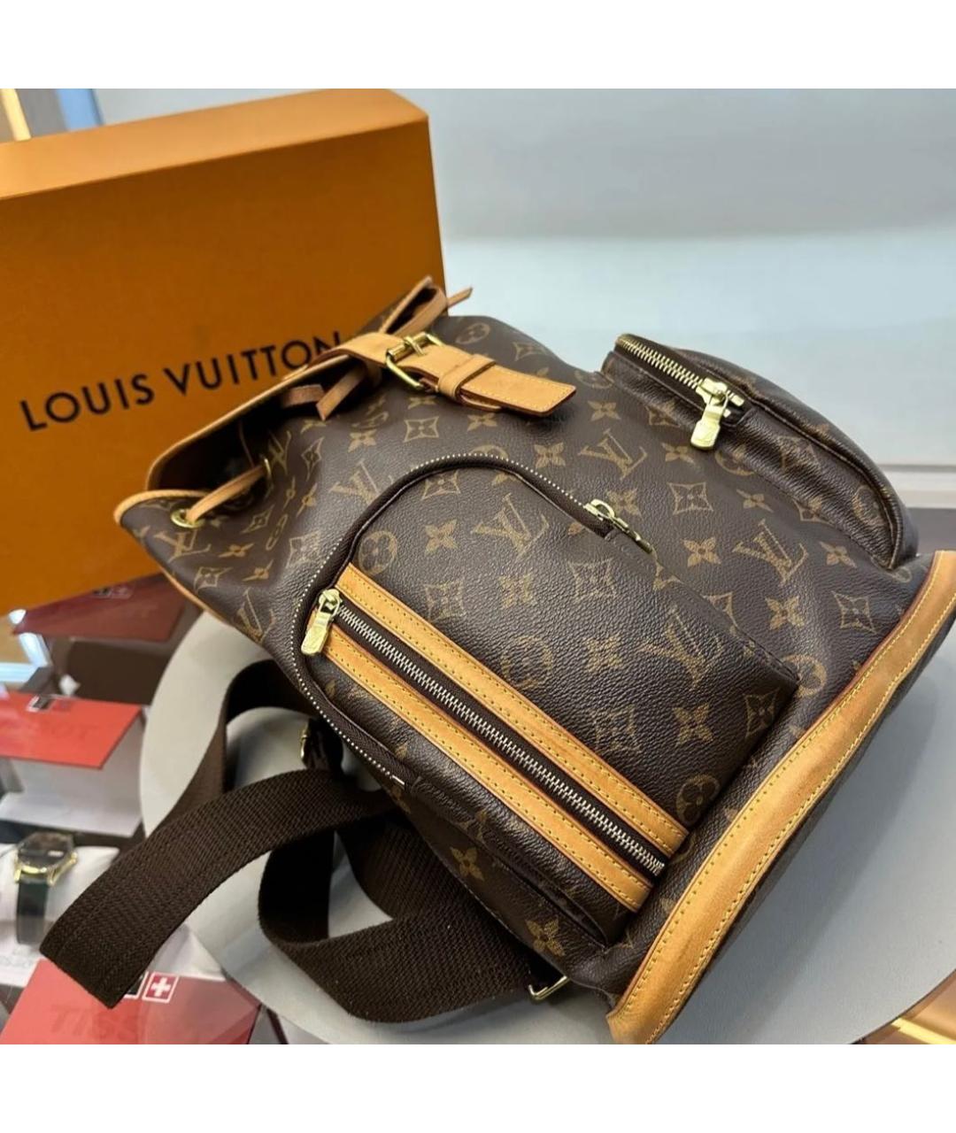 LOUIS VUITTON Коричневый кожаный рюкзак, фото 4