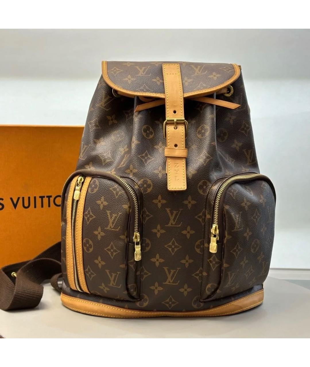 LOUIS VUITTON Коричневый кожаный рюкзак, фото 9