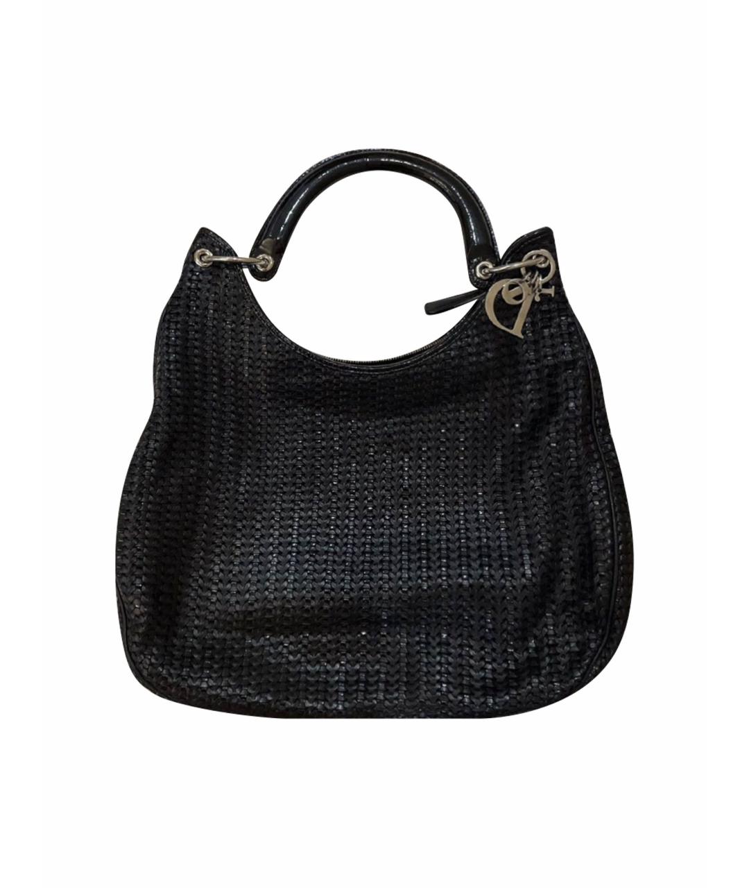 CHRISTIAN DIOR Черная пелетеная сумка через плечо, фото 1