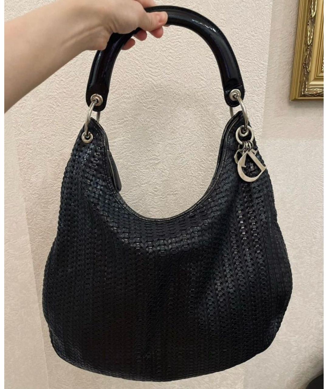 CHRISTIAN DIOR Черная пелетеная сумка через плечо, фото 2