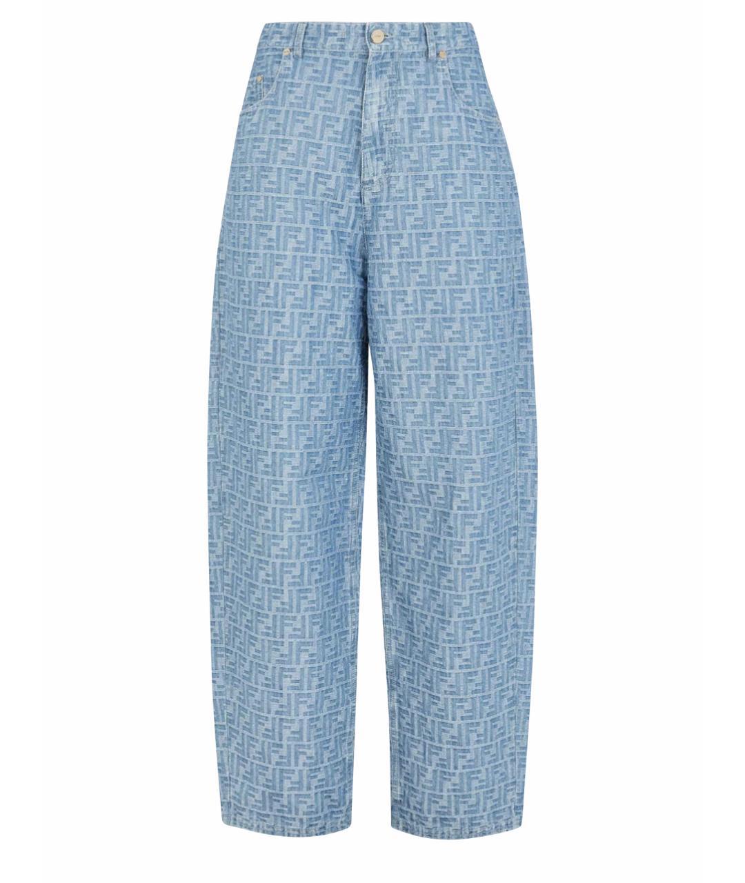 FENDI Синие хлопковые прямые джинсы, фото 1