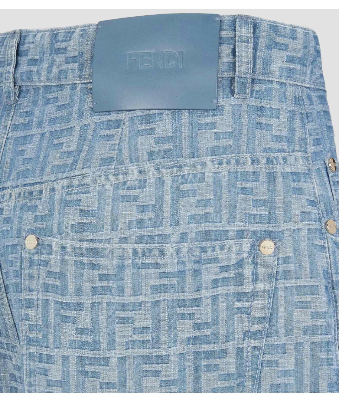 FENDI Синие хлопковые прямые джинсы, фото 3