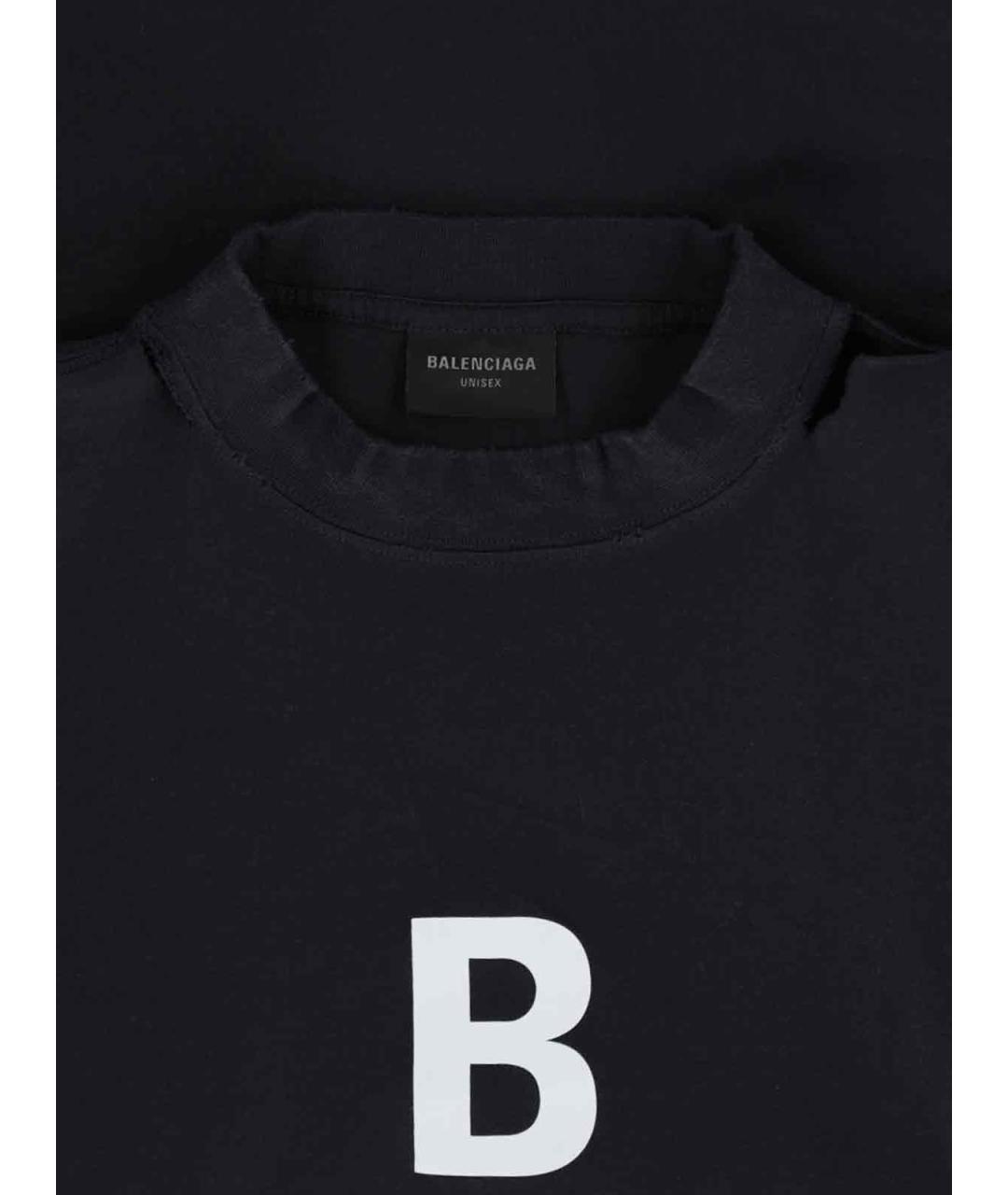 BALENCIAGA Черная хлопковая футболка, фото 3