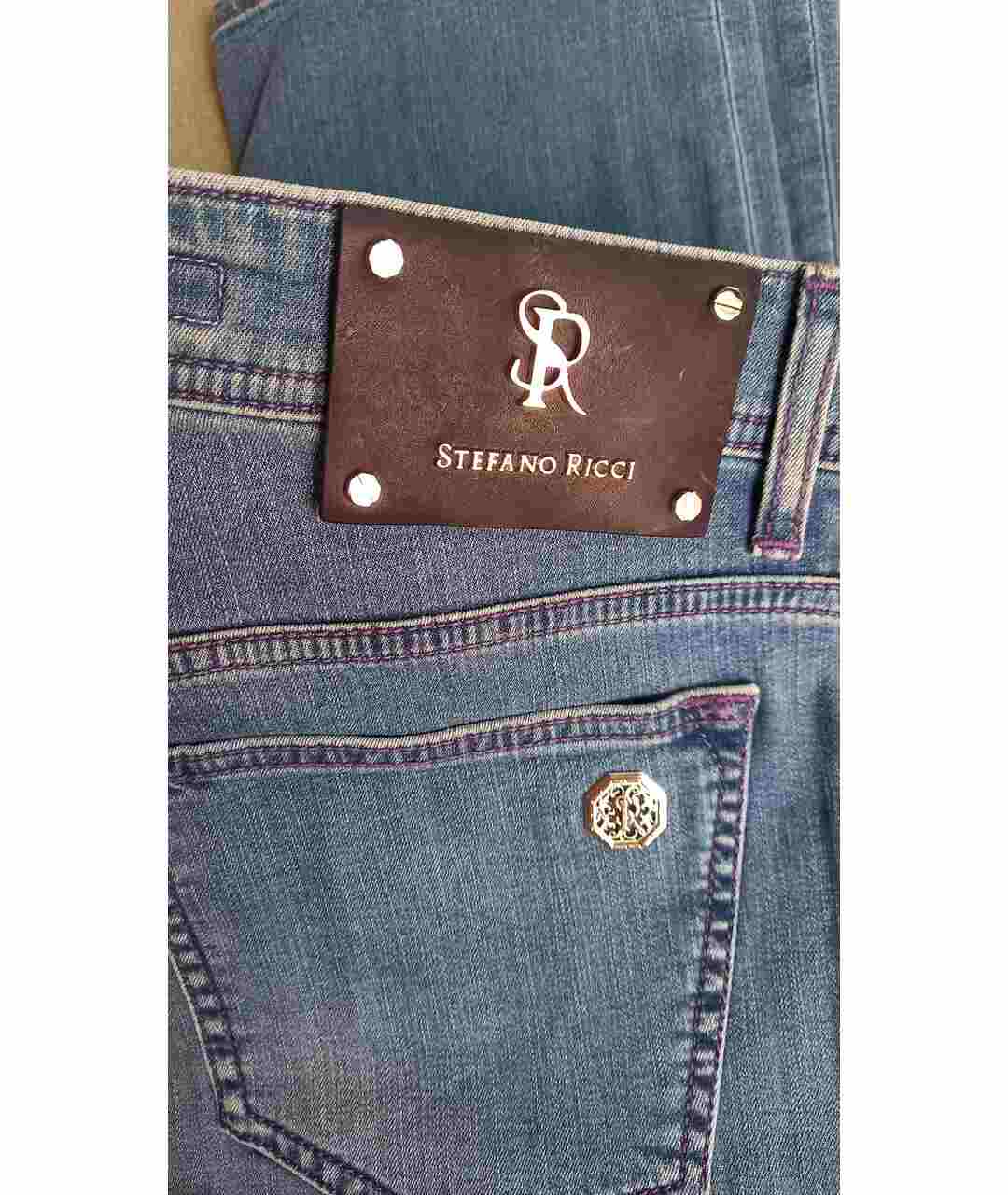 STEFANO RICCI Синие хлопковые прямые джинсы, фото 4