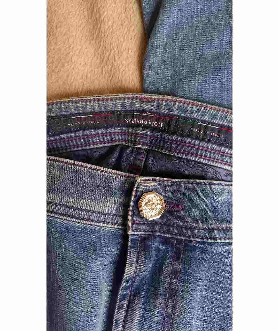 STEFANO RICCI Синие хлопковые прямые джинсы, фото 3