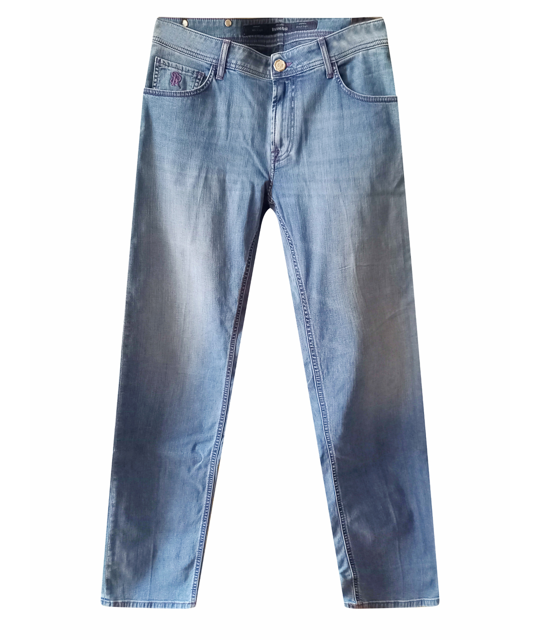 STEFANO RICCI Синие хлопковые прямые джинсы, фото 1