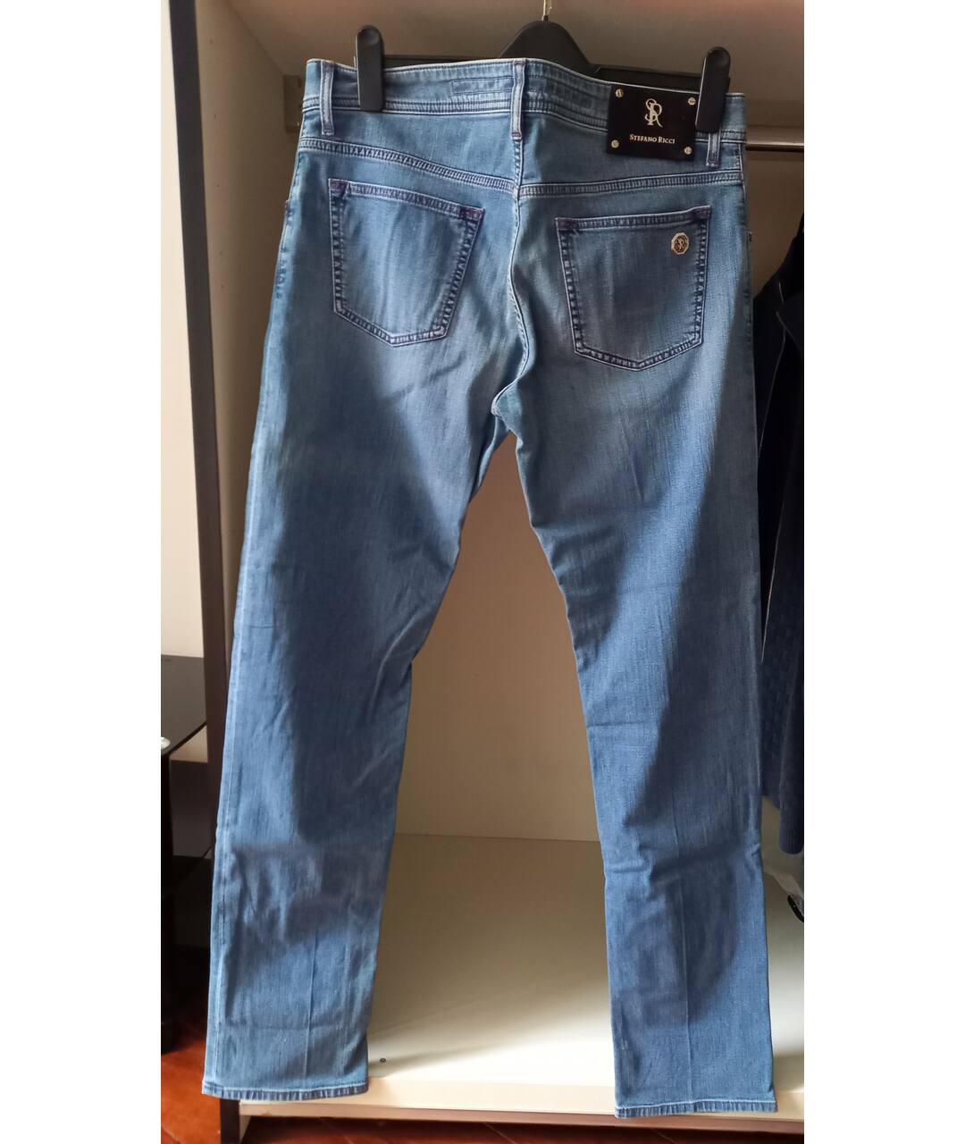 STEFANO RICCI Синие хлопковые прямые джинсы, фото 2