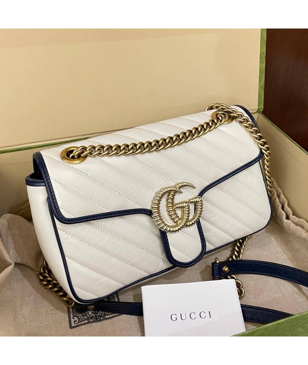GUCCI Белая кожаная сумка через плечо, фото 2