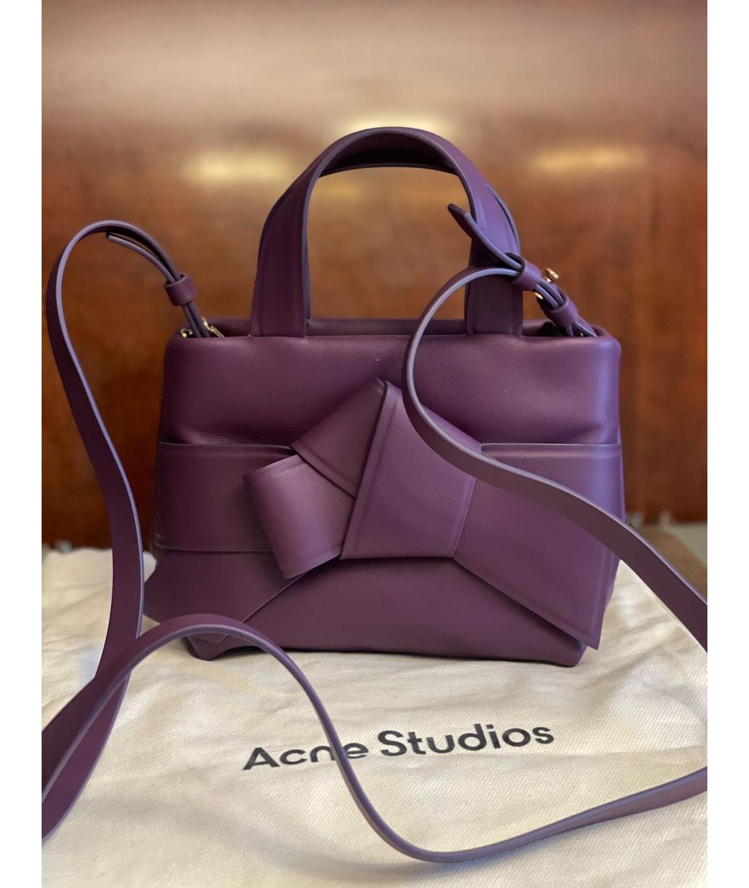 ACNE STUDIOS Фиолетовая кожаная сумка через плечо, фото 5