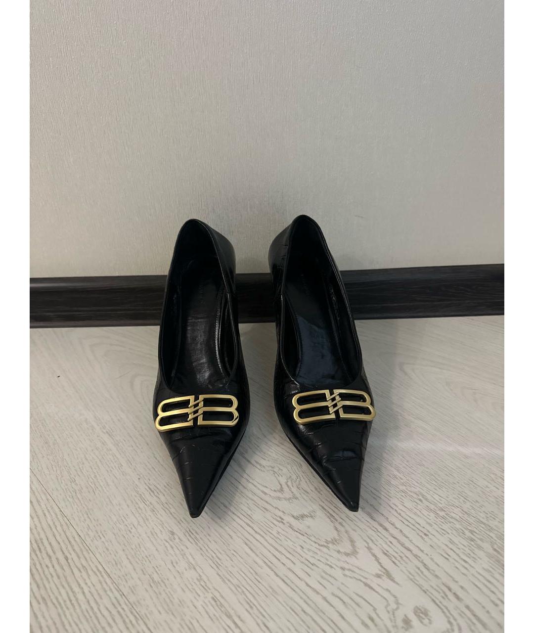 BALENCIAGA Черные кожаные туфли, фото 2