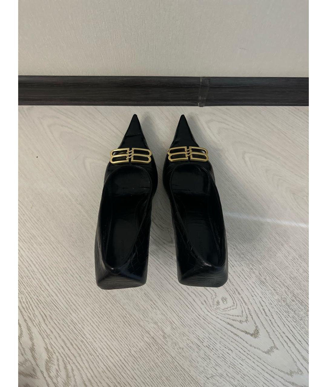 BALENCIAGA Черные кожаные туфли, фото 3