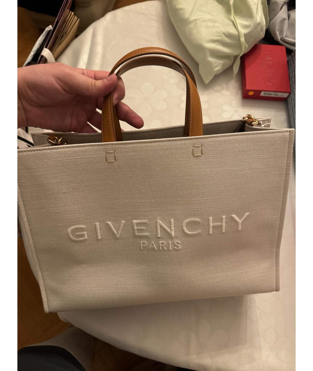 GIVENCHY Белая тканевая сумка тоут, фото 6