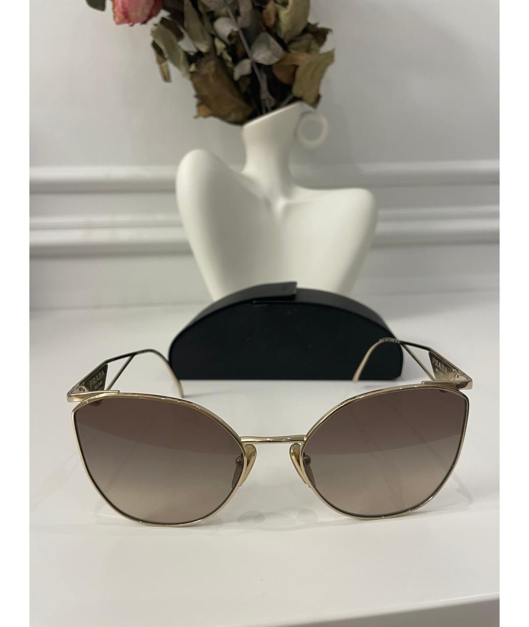 PRADA Коричневые металлические солнцезащитные очки, фото 3