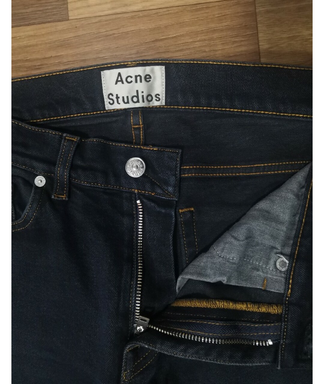 ACNE STUDIOS Темно-синие хлопко-эластановые джинсы скинни, фото 3