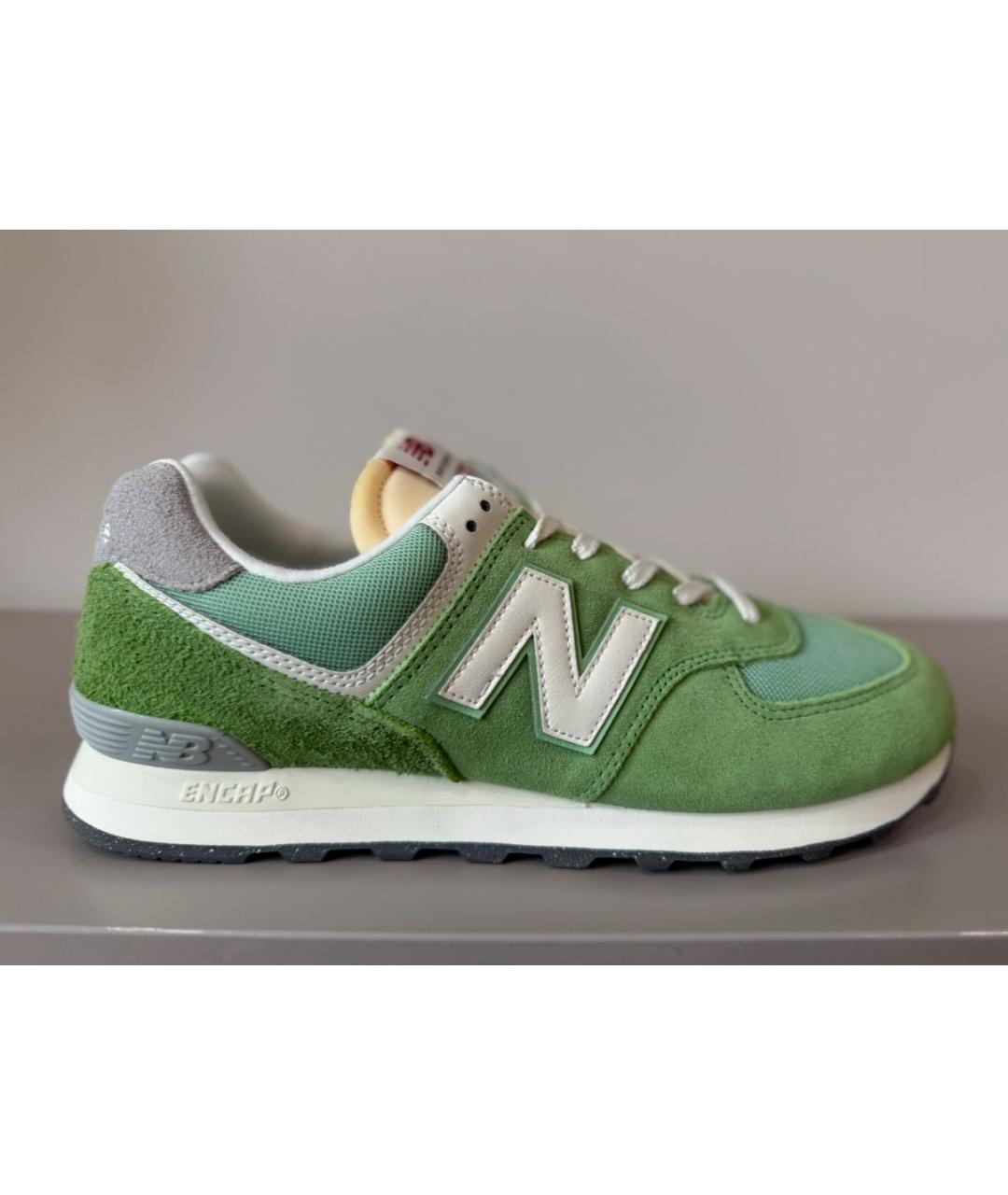 NEW BALANCE Зеленые замшевые низкие кроссовки / кеды, фото 5