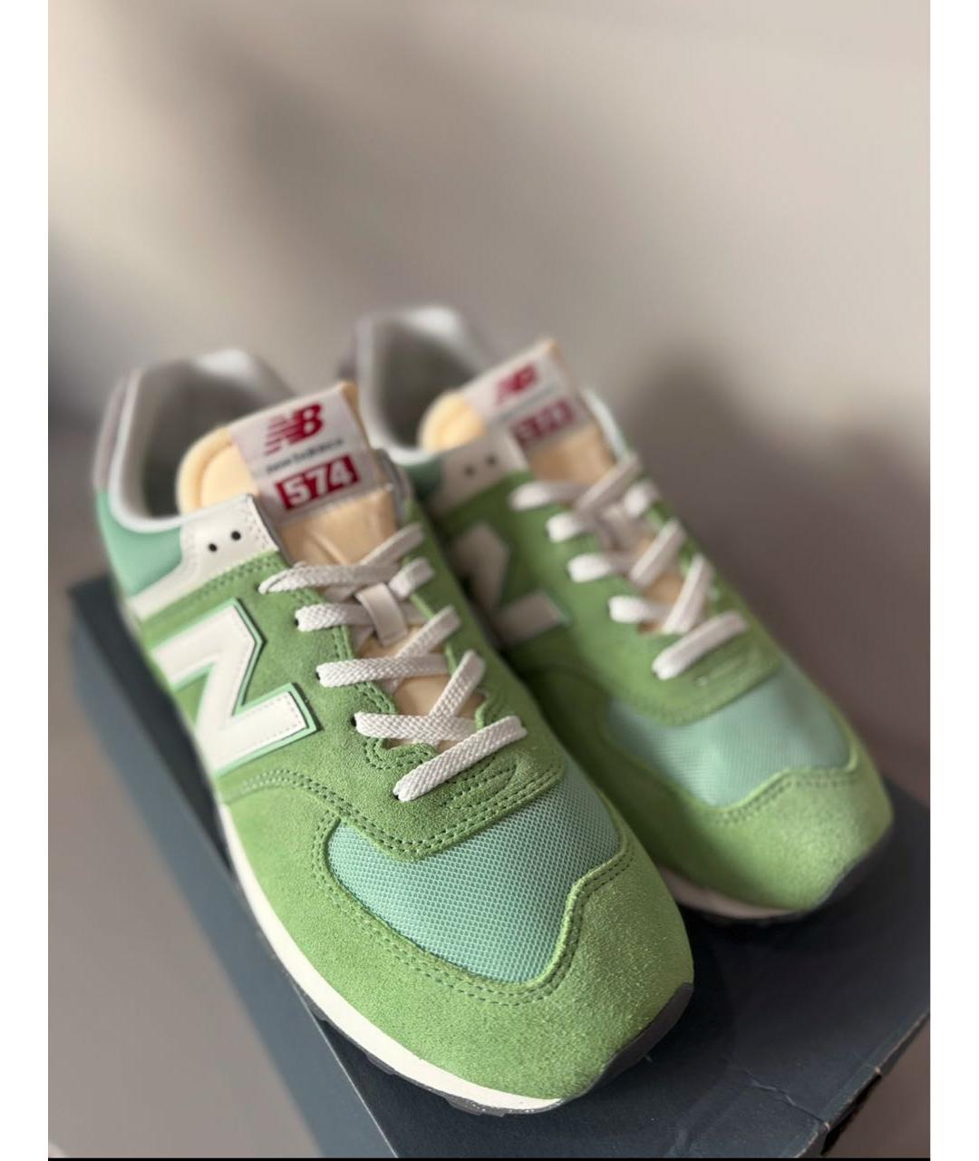 NEW BALANCE Зеленые замшевые низкие кроссовки / кеды, фото 3