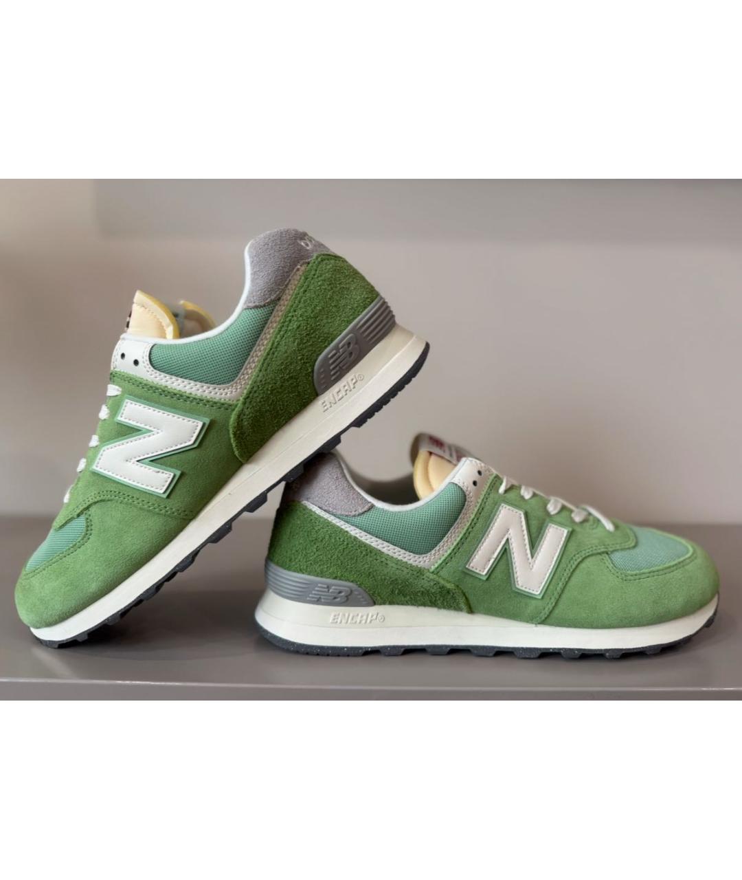 NEW BALANCE Зеленые замшевые низкие кроссовки / кеды, фото 2