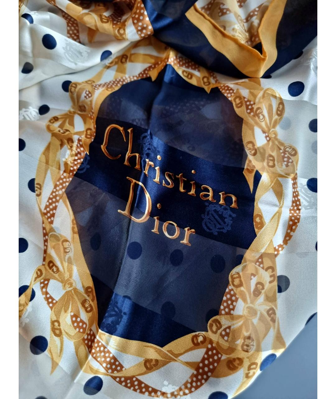 CHRISTIAN DIOR Бежевый шелковый платок, фото 5