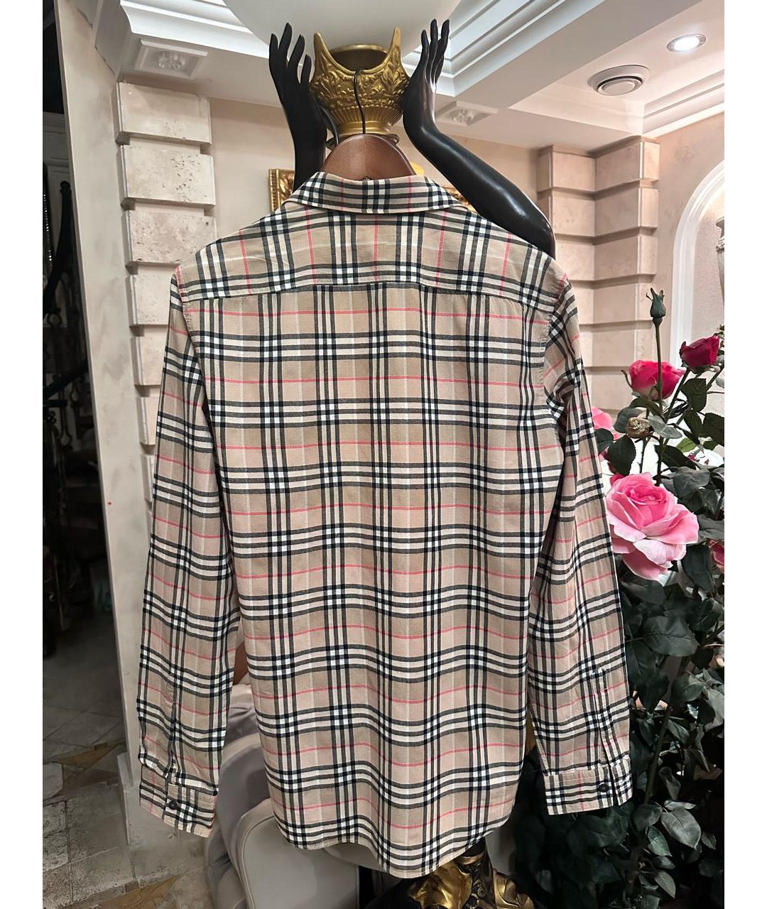 BURBERRY Коричневая хлопковая классическая рубашка, фото 2