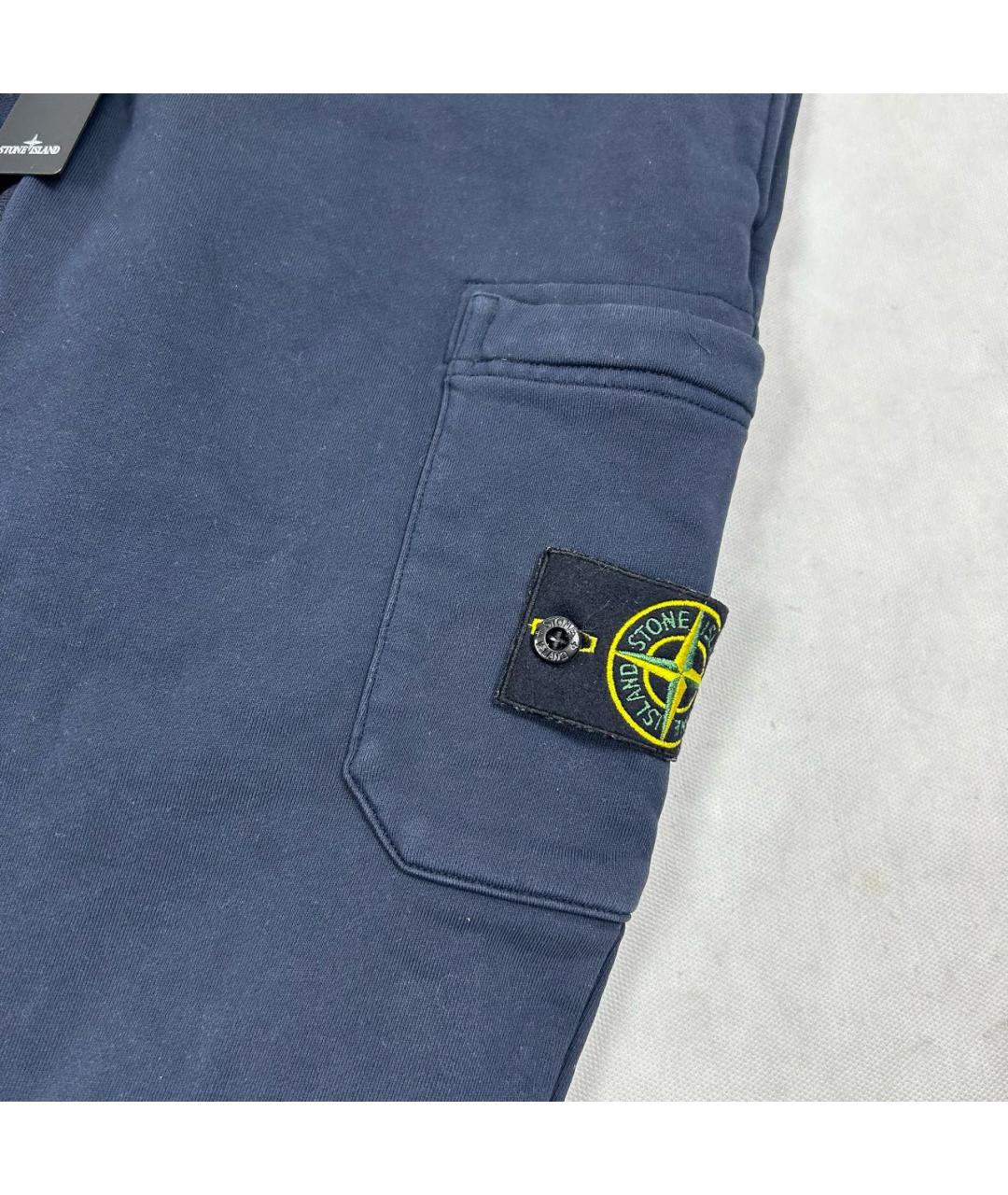 STONE ISLAND Темно-синие хлопковые повседневные брюки, фото 3