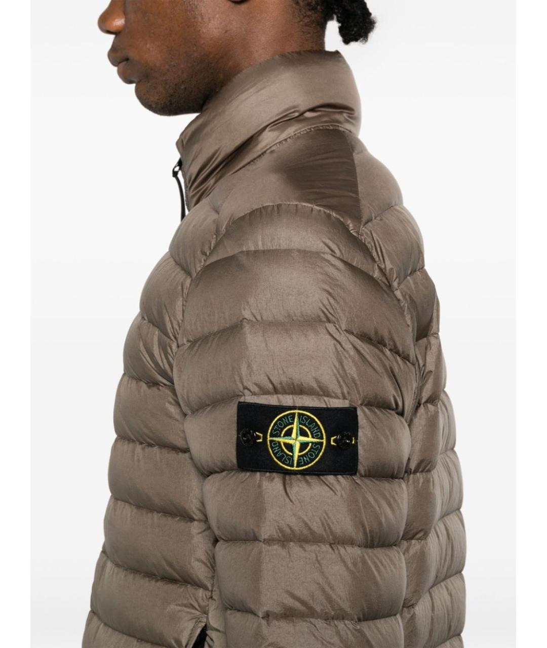 STONE ISLAND Коричневая синтетическая куртка, фото 5