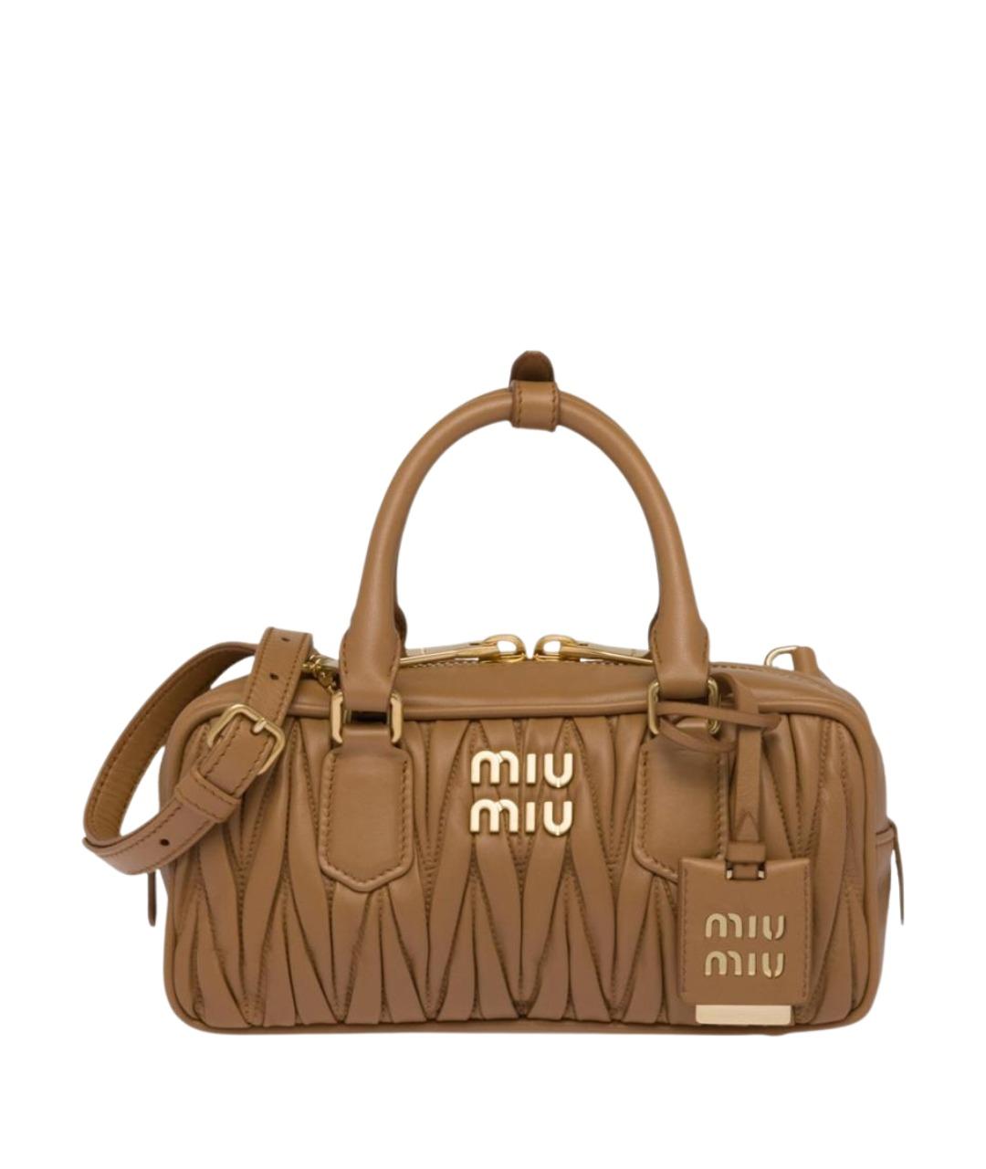 MIU MIU Коричневая кожаная сумка с короткими ручками, фото 1