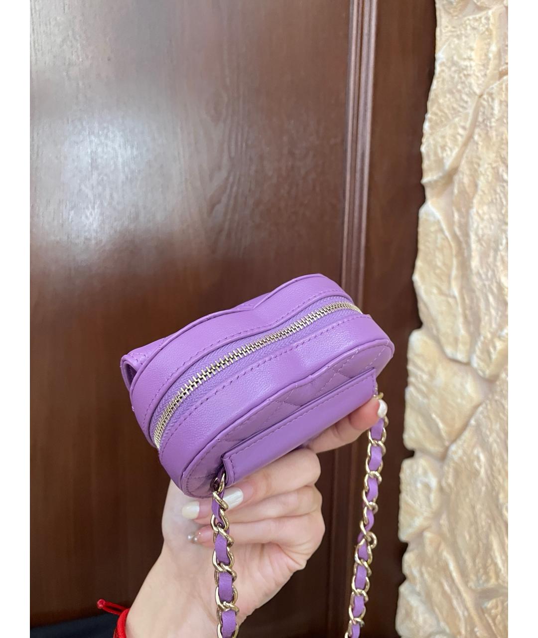 CHANEL Фиолетовая кожаная сумка через плечо, фото 4
