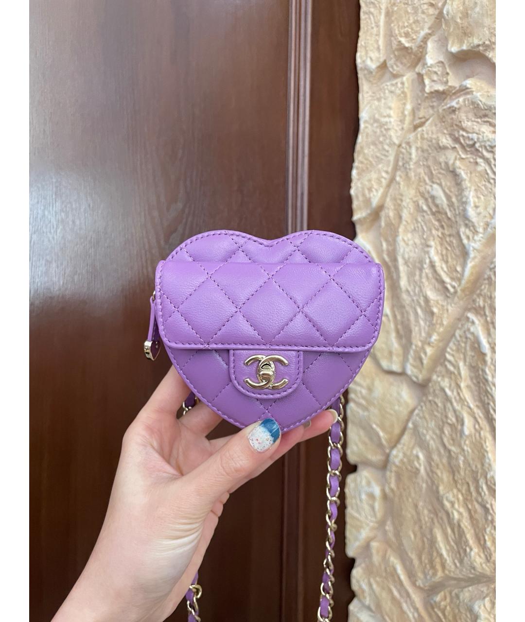 CHANEL Фиолетовая кожаная сумка через плечо, фото 10