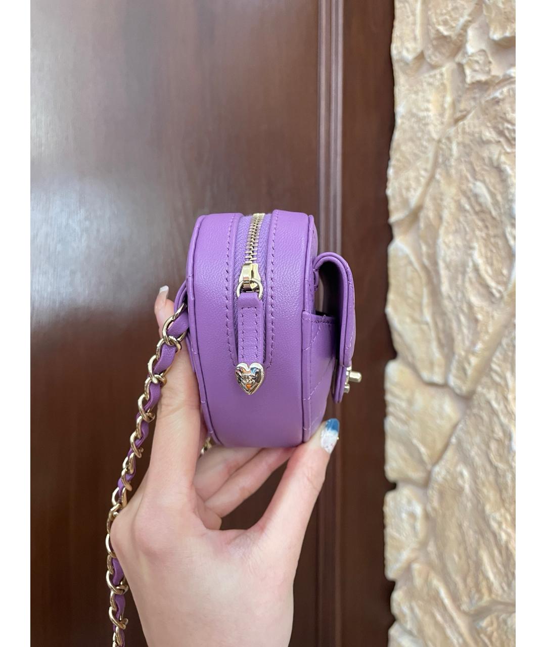 CHANEL Фиолетовая кожаная сумка через плечо, фото 3
