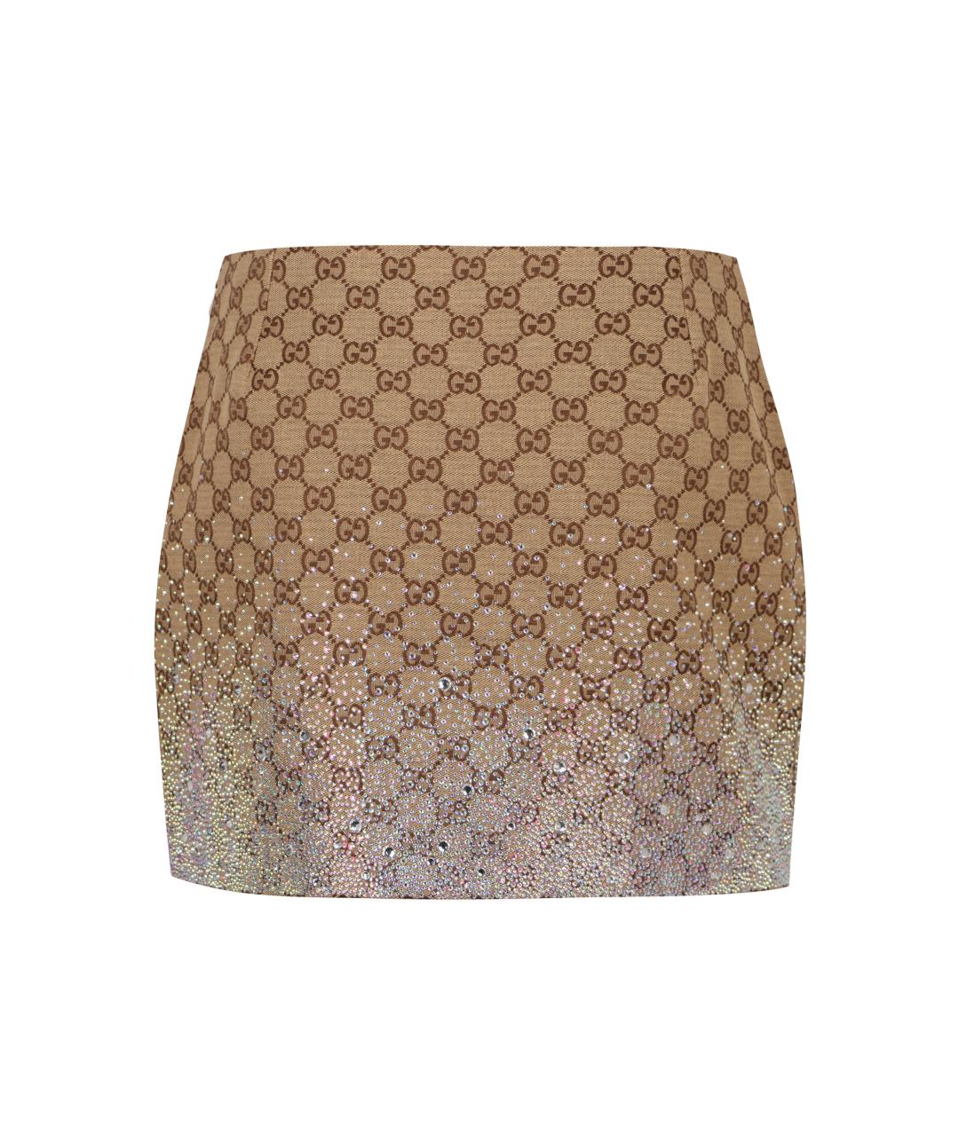 GUCCI Бежевая хлопковая юбка мини, фото 2