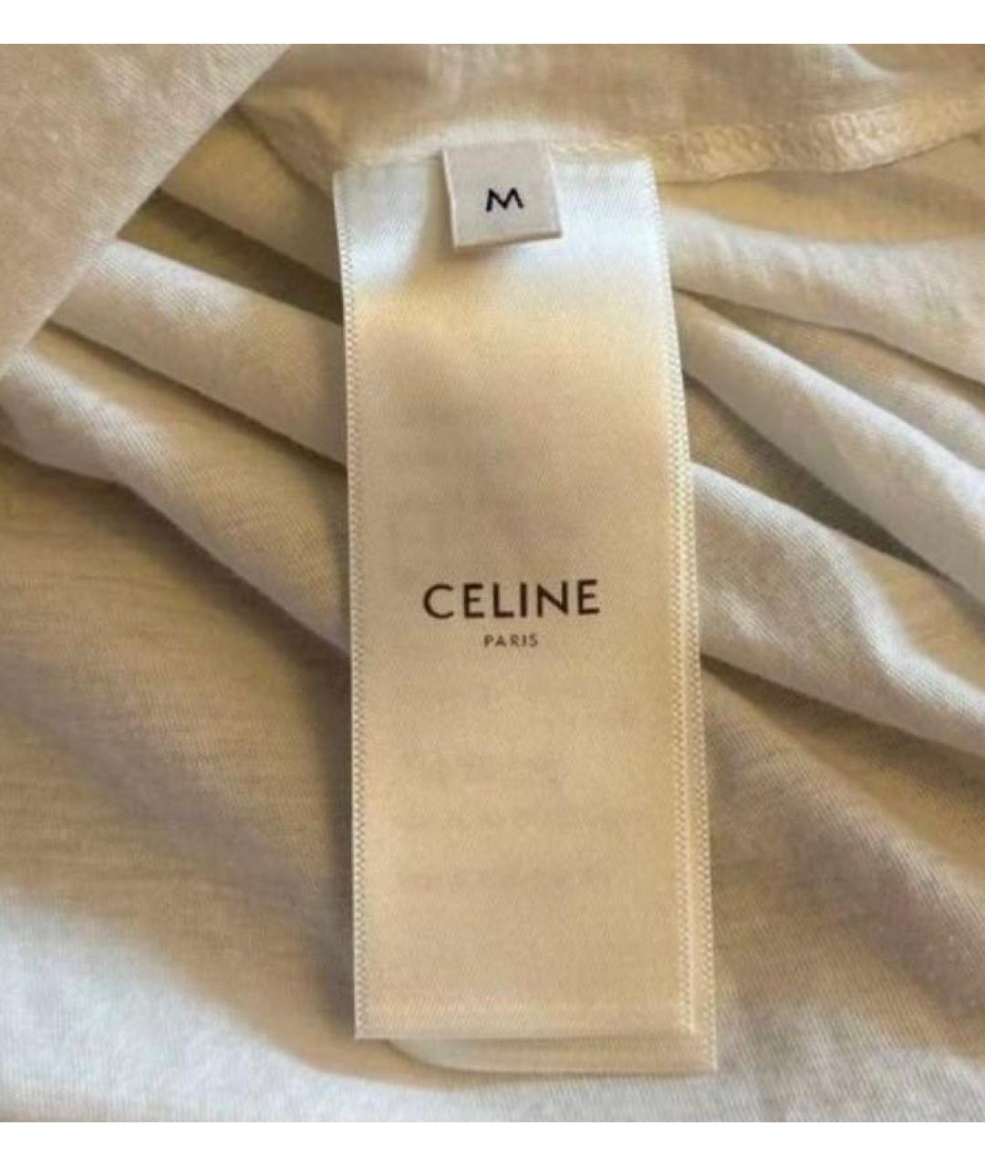 CELINE Белая хлопковая футболка, фото 2