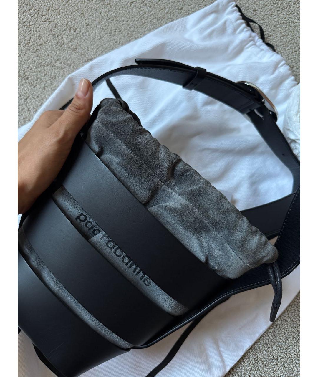 PACO RABANNE Черная кожаная сумка тоут, фото 5