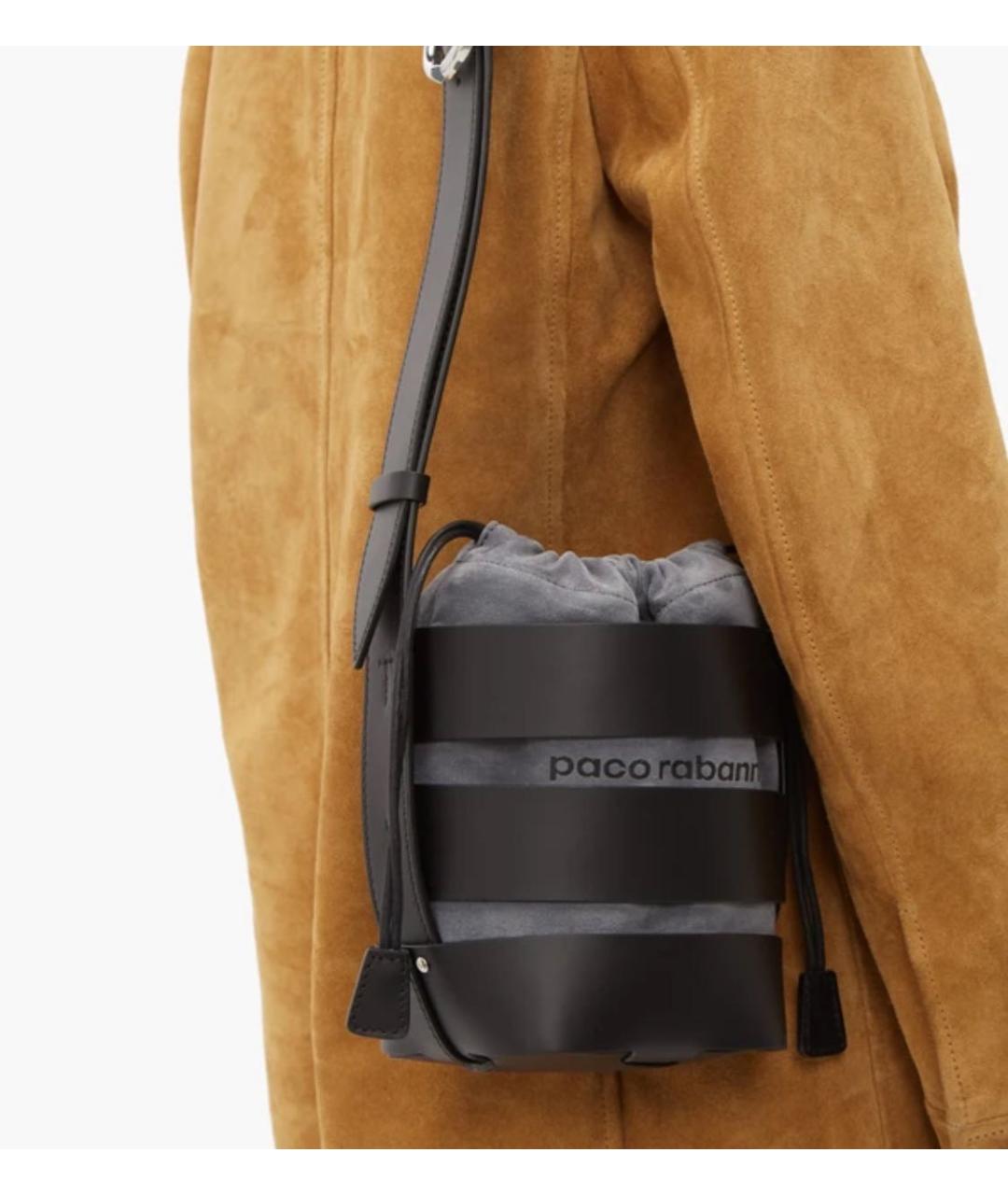 PACO RABANNE Черная кожаная сумка тоут, фото 2